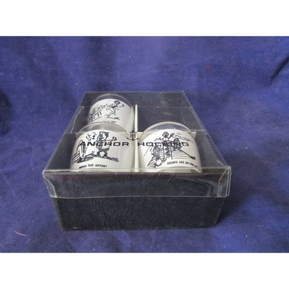 Inappropriate Bad Boy Cartoon Shot Glasses Vintage Anchor Hocking Three IOP - Picture 10 of 14